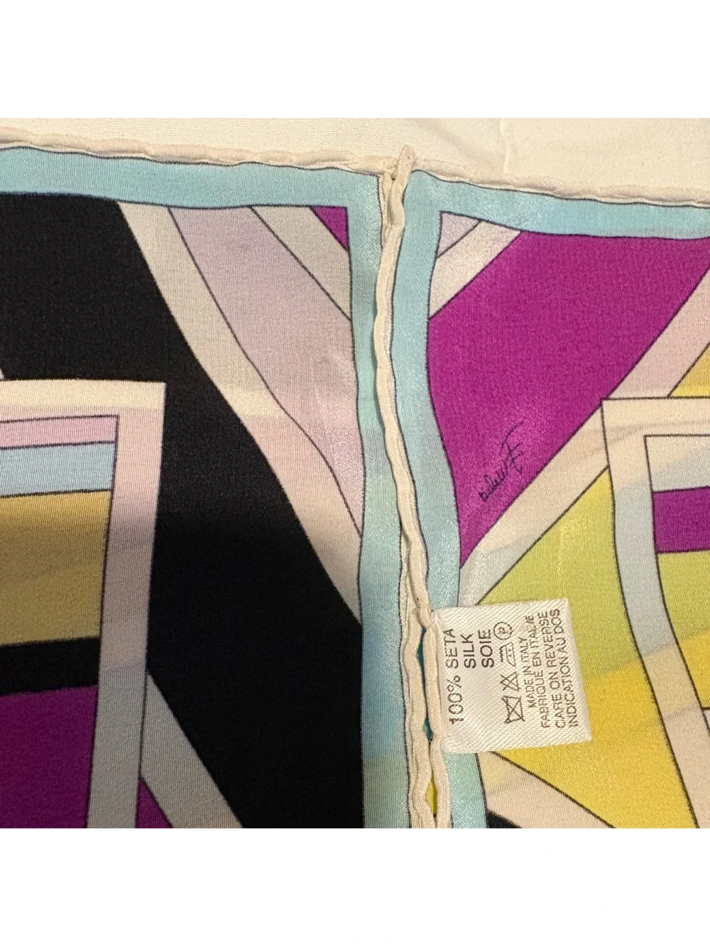 Emilio Pucci Vintage Geometric Silk Scarf 12.5”x 51”